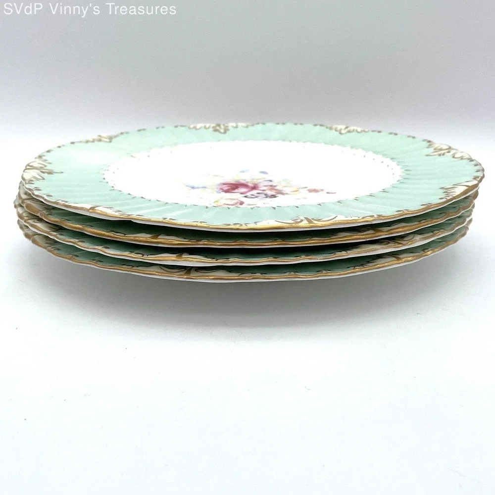 Royal Crown Derby Floral Luncheon Plate Set 4 Piece Porcelain 9